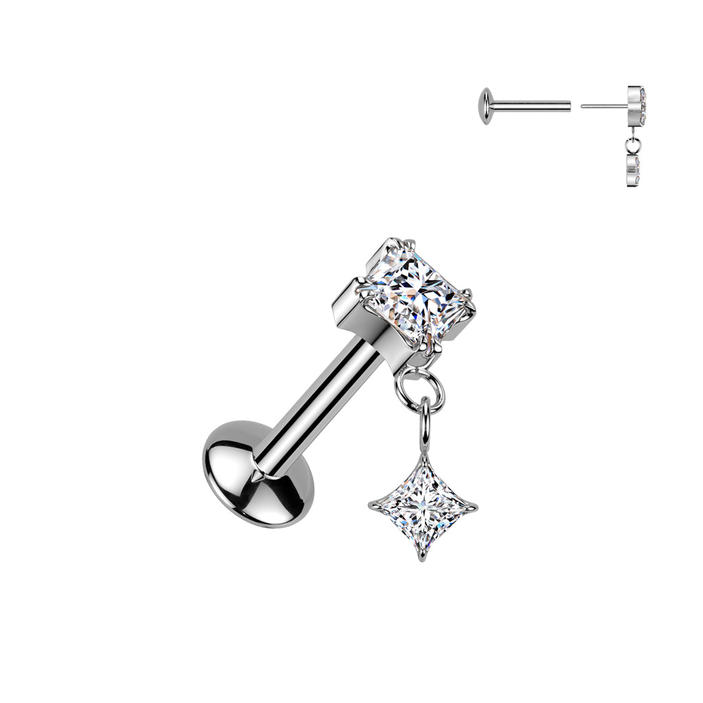 Titanium cartilage jewelry/tragus jewelry, Round Diamond Cut Top in Silver