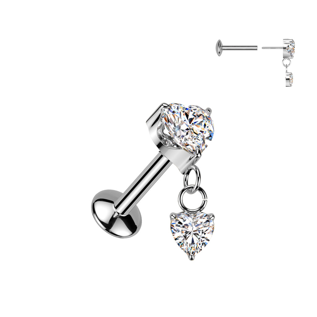 Titanium cartilage jewelry/tragus jewelry, Round Diamond Cut Top in Silver