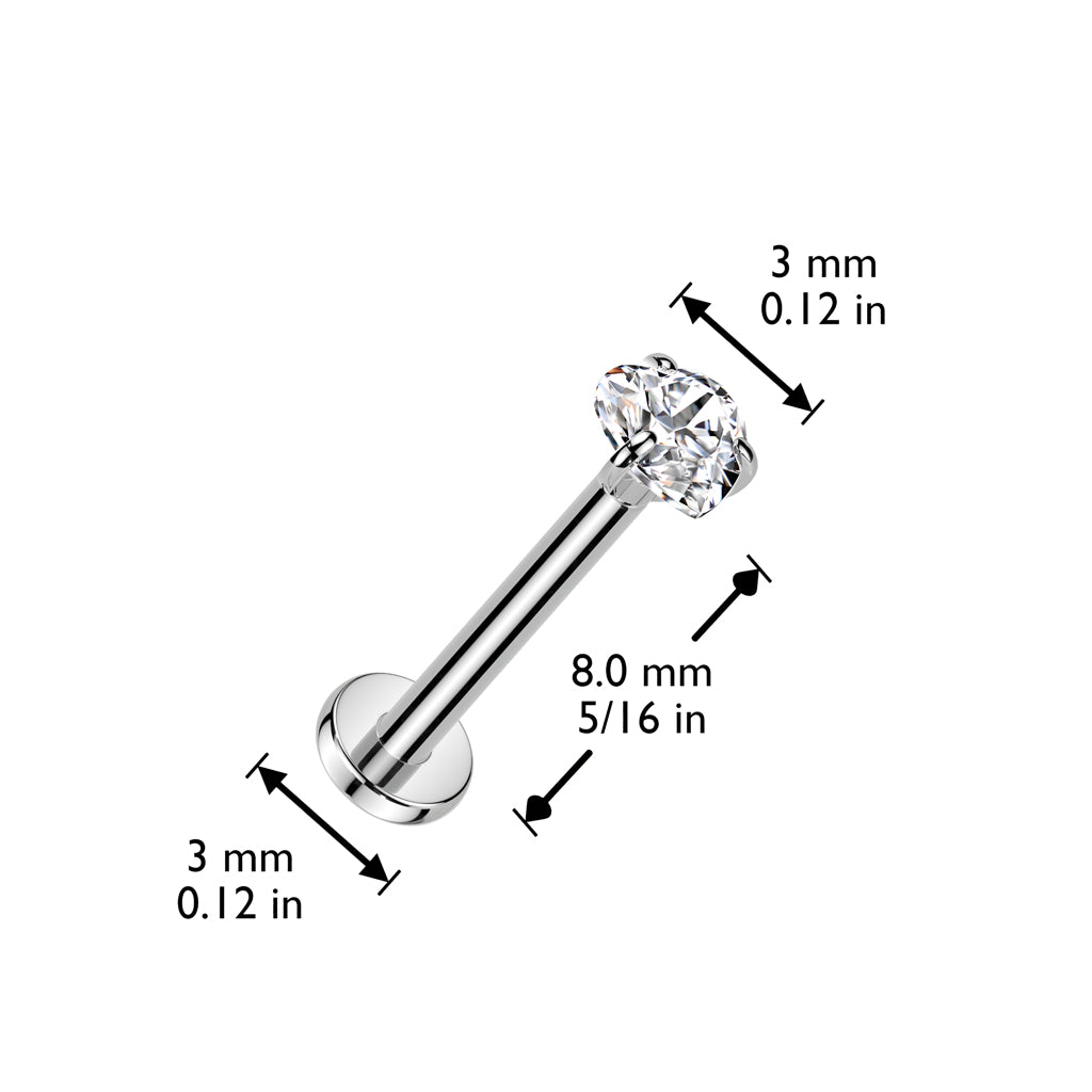 Titanium cartilage jewelry/tragus jewelry, Round Diamond Cut Top in Silver