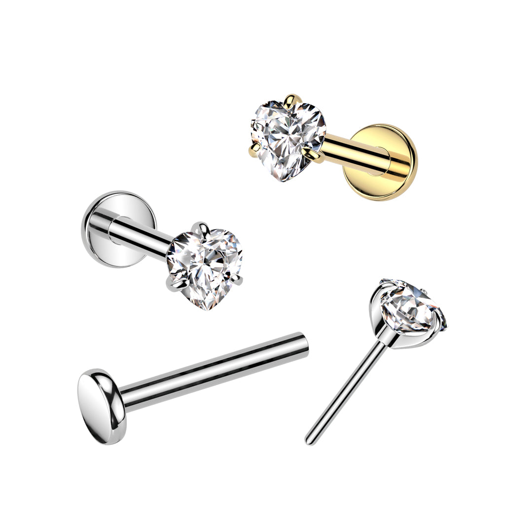 Titanium cartilage jewelry/tragus jewelry, Round Diamond Cut Top in Silver