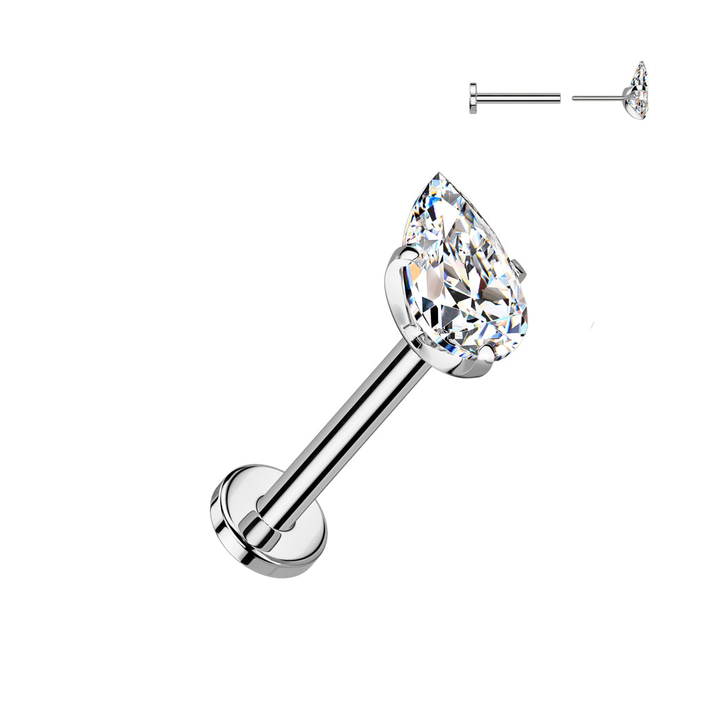 Titanium cartilage jewelry/tragus jewelry, Round Diamond Cut Top in Silver