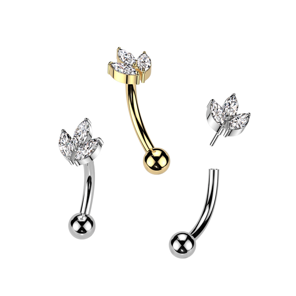Bananabell/curved barbell 1.2mm|Titanium CZ Curved Barbell