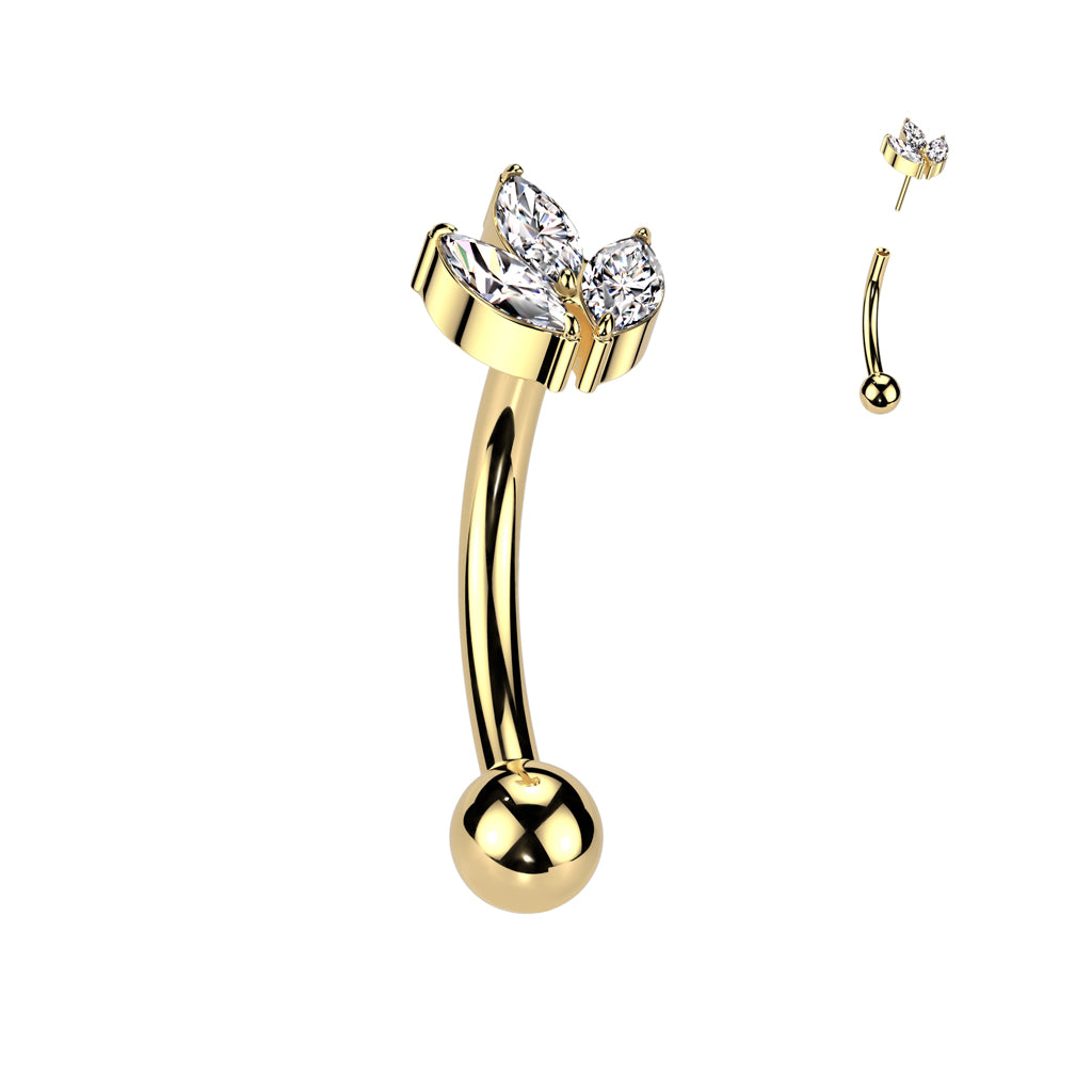 Bananabell/curved barbell 1.2mm|Titanium CZ Curved Barbell