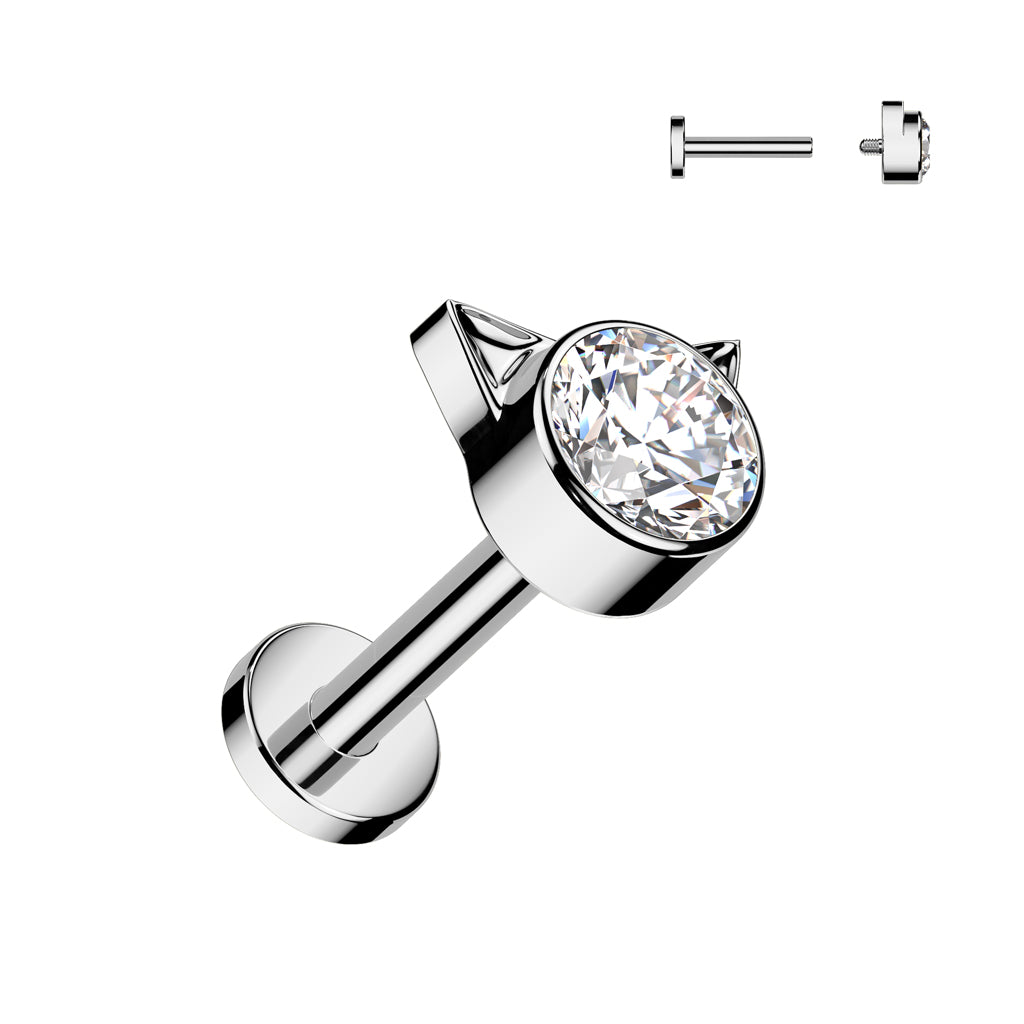 Titanium cartilage jewelry/tragus jewelry, Round Diamond Cut Top in Silver