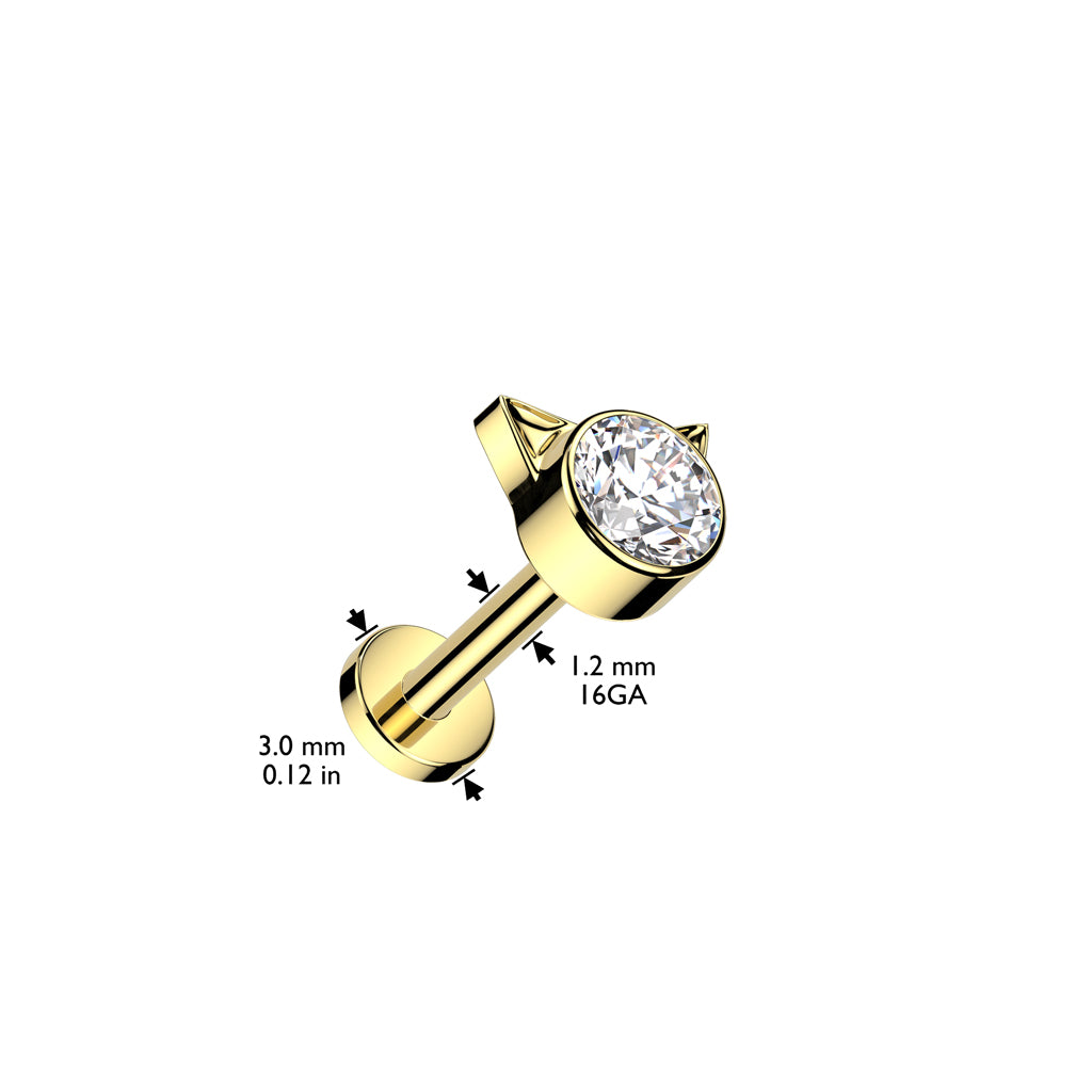 Titanium cartilage jewelry/tragus jewelry, Round Diamond Cut Top in Silver