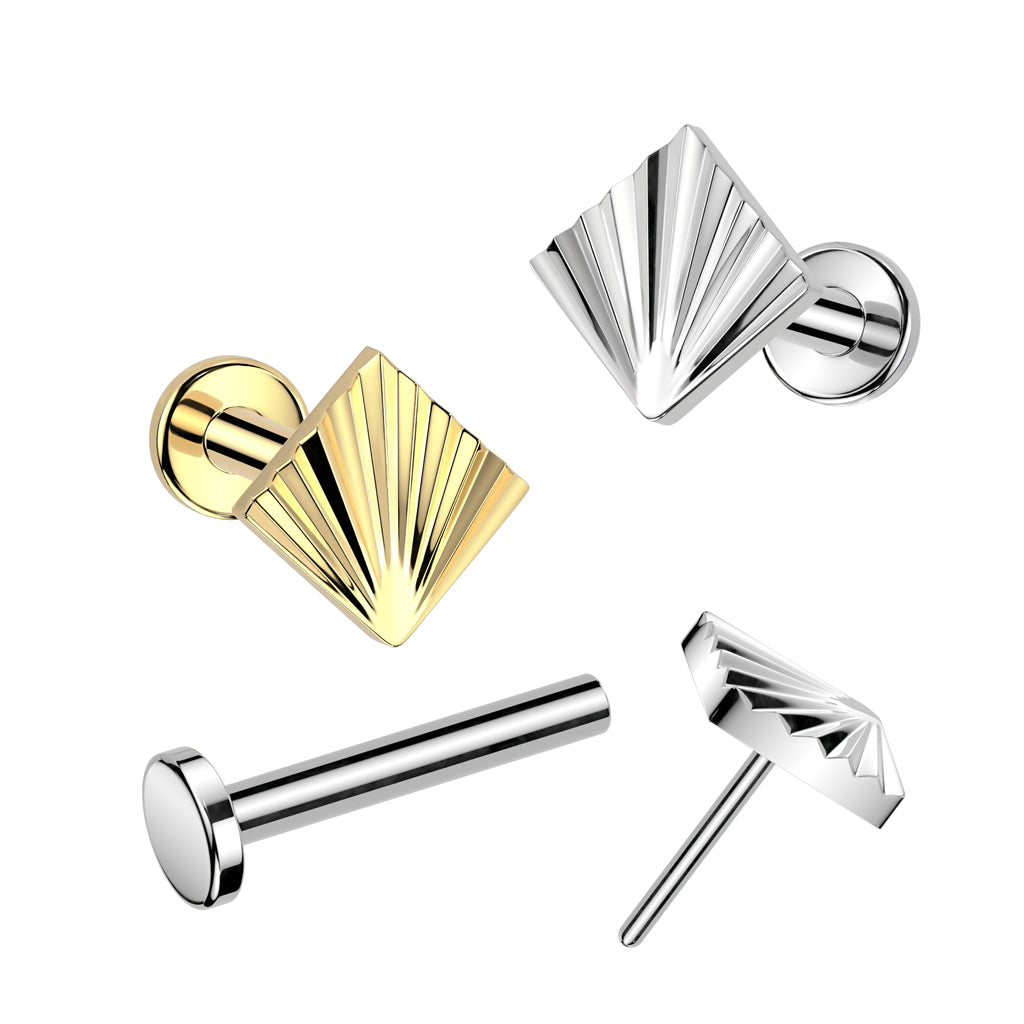 Titanium cartilage jewelry/tragus jewelry, Round Diamond Cut Top in Silver
