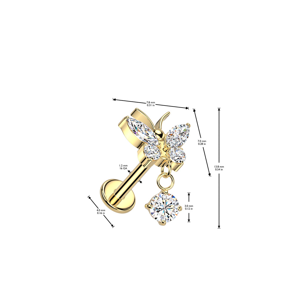 Titanium cartilage jewelry/tragus jewelry, Round Diamond Cut Top in Silver