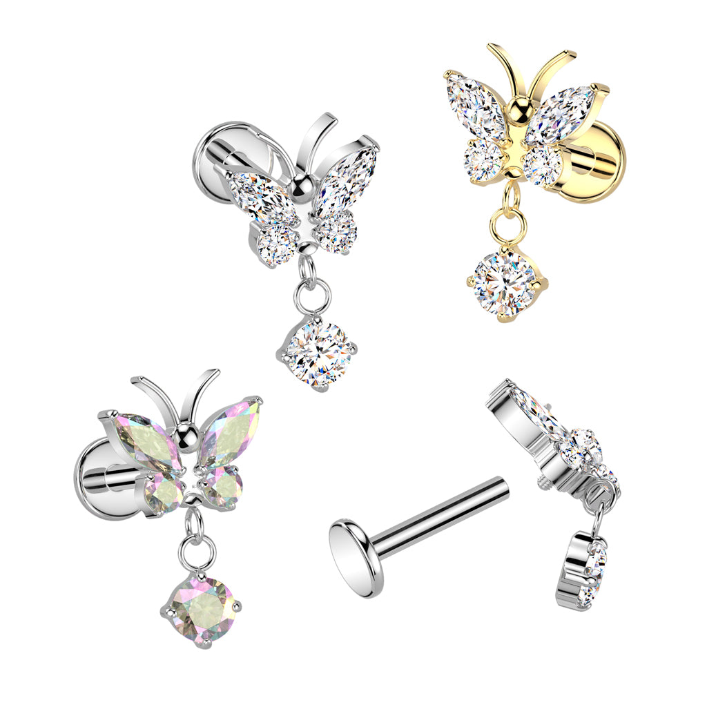 Titanium cartilage jewelry/tragus jewelry, Round Diamond Cut Top in Silver