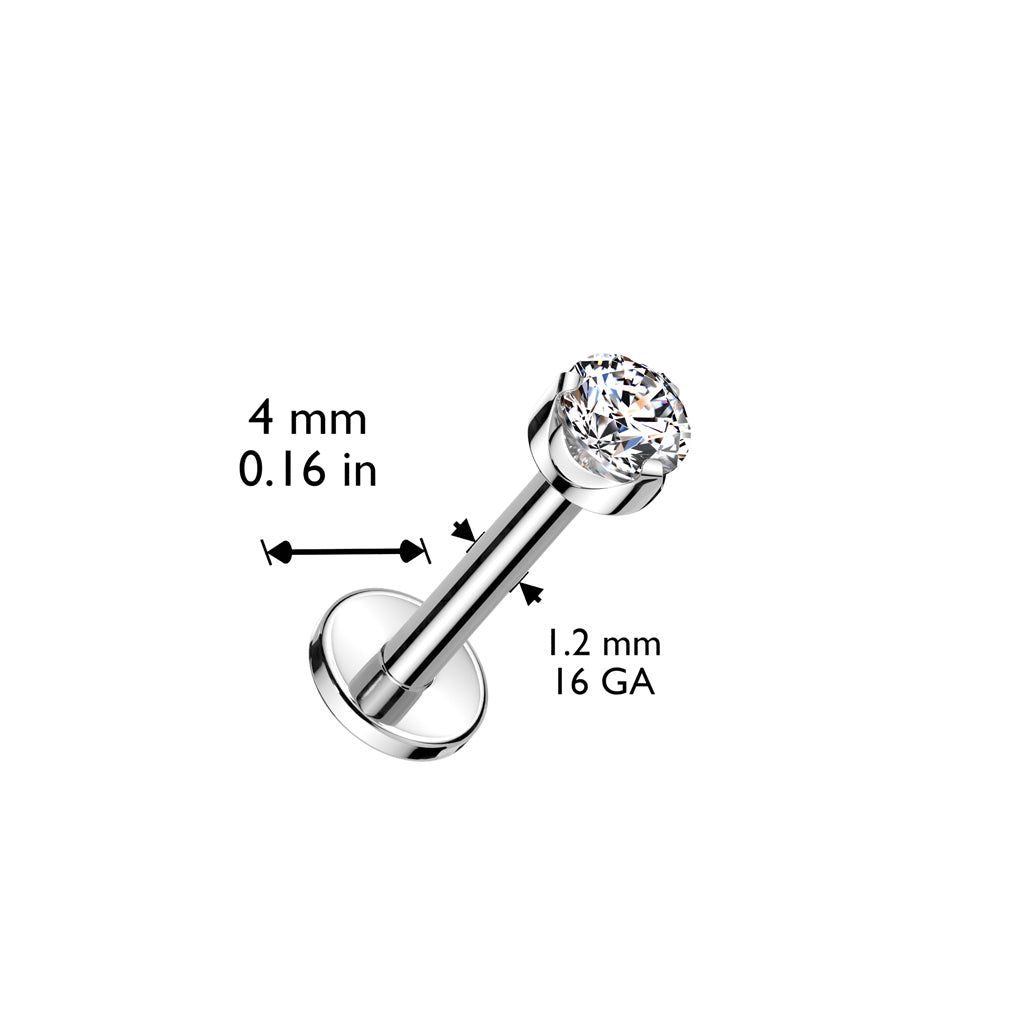 Titanium cartilage jewelry/tragus jewelry, Round Diamond Cut Top in Silver
