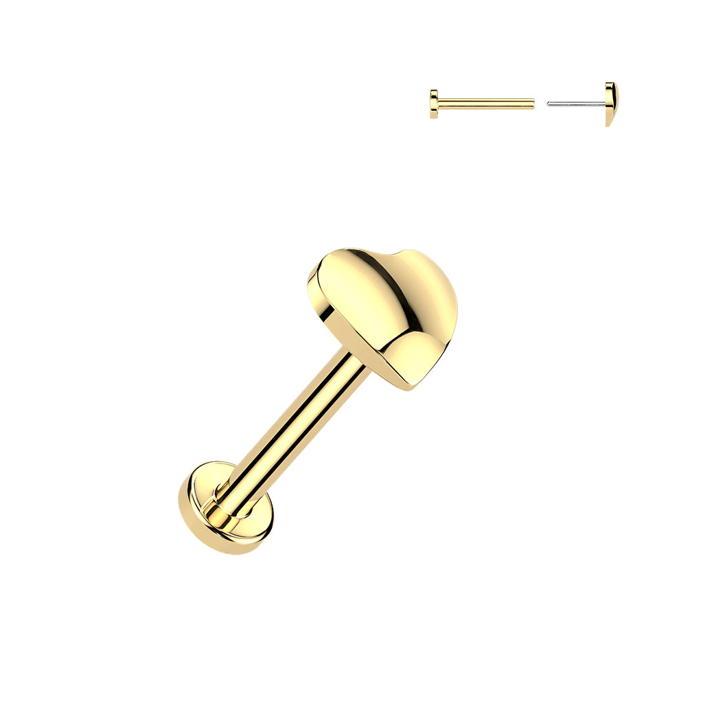 Kullanvärinen 0,8 mm titaanilabret sileällä sydänkoristeella.