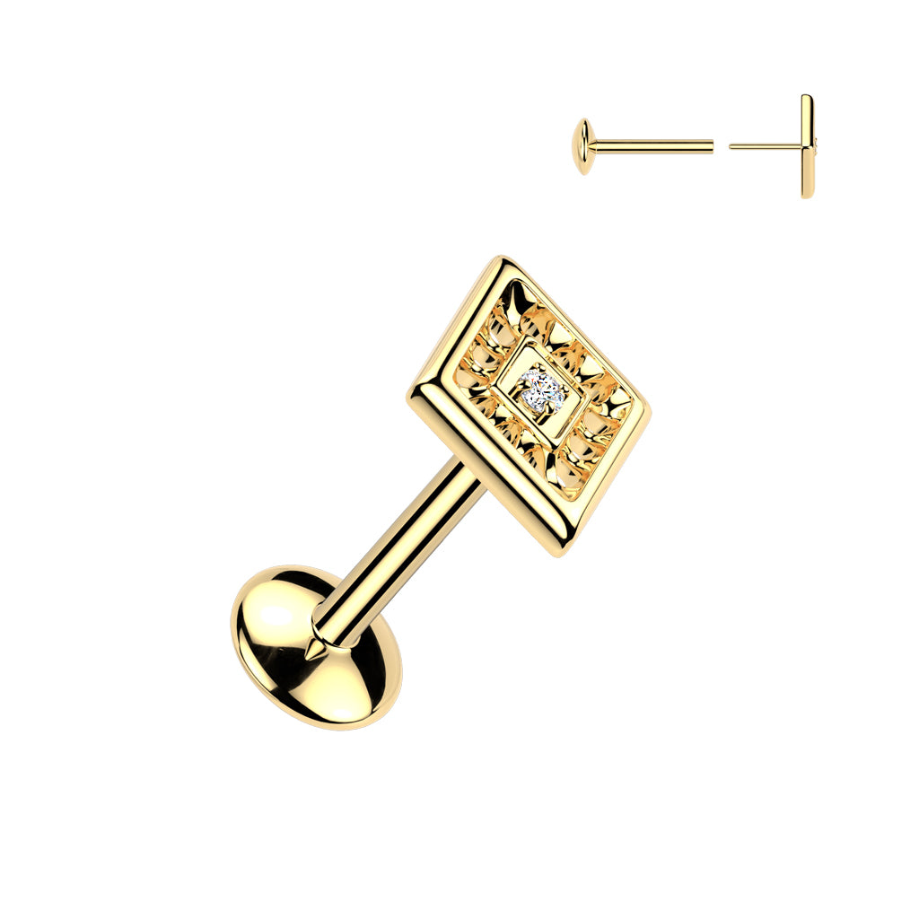 Kullanvärinen titaanilabret 1,2mm Aurina neliökehys kirkkaalla kristallilla.