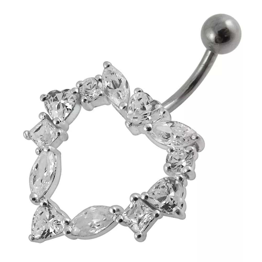 Titanium navel ring, Hannah-looking crystal heart navel ring