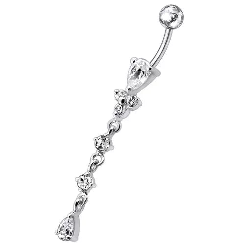 Gold-plated navel ring, Kinsley dangling flower navel ring