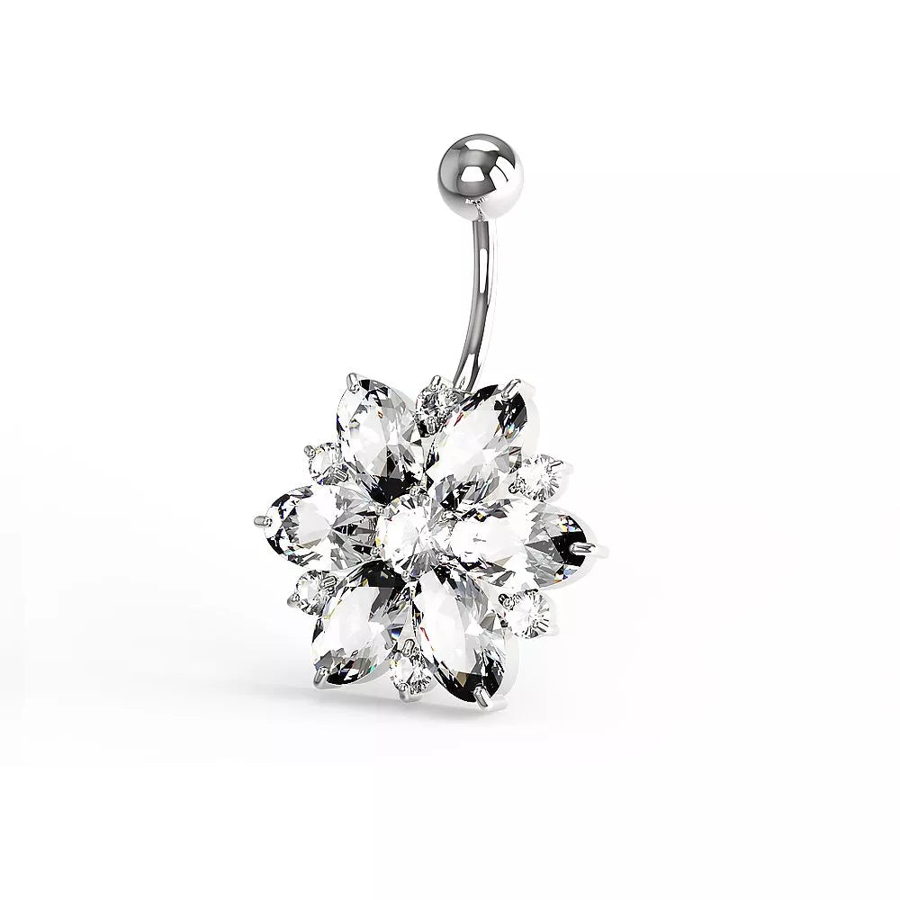 Florentine titaaninapakoru kirkkailla kristalleilla, lyhyt 7 mm varsi