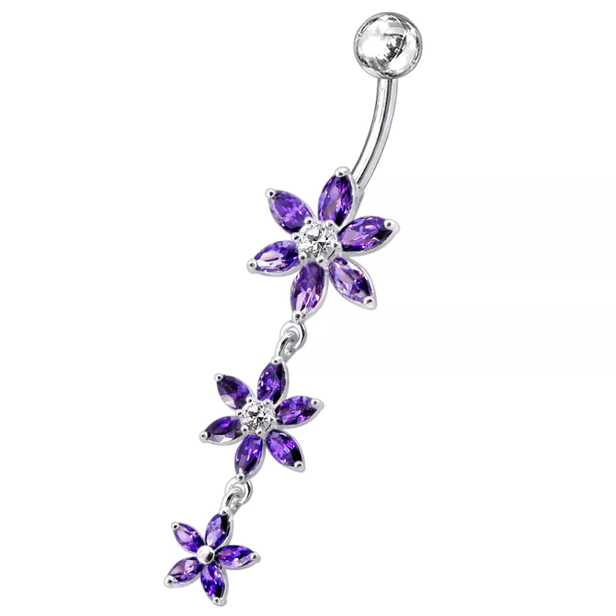Titanium navel ring, Savannah turquoise flower navel ring