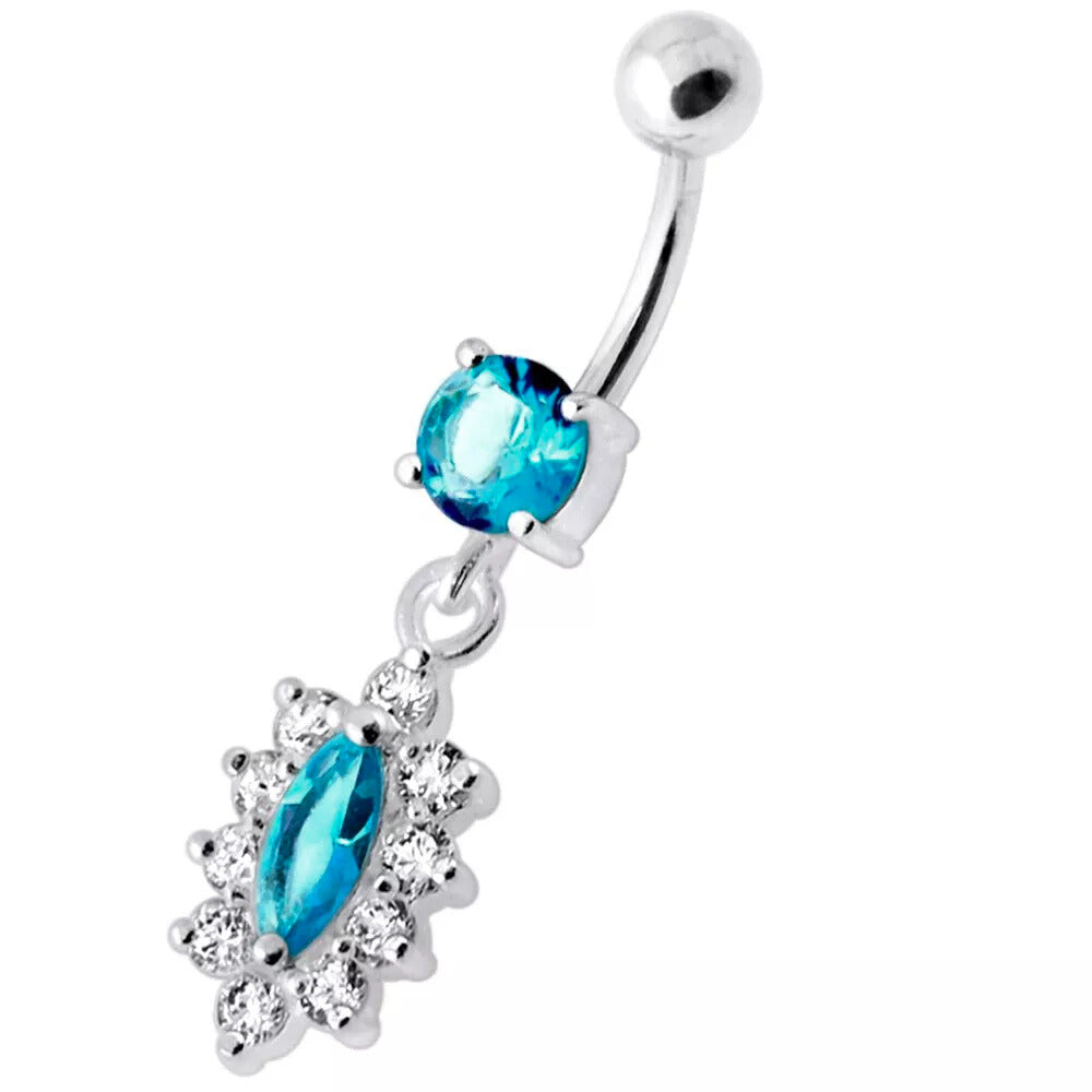 Titanium navel ring, Allison -clear navel ring with graceful ornamentation