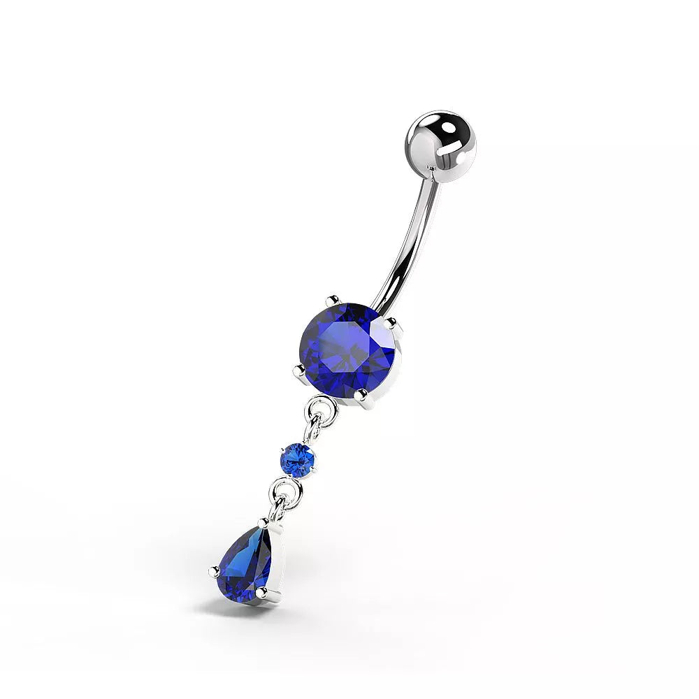 Gold-plated navel ring, Kinsley dangling flower navel ring