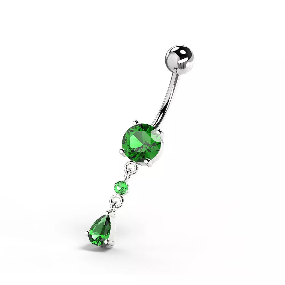 Gold-plated navel ring, Kinsley dangling flower navel ring