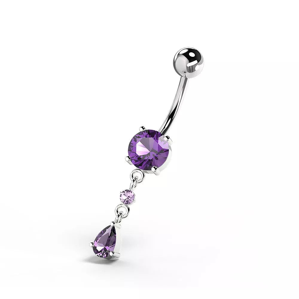 Gold-plated navel ring, Kinsley dangling flower navel ring