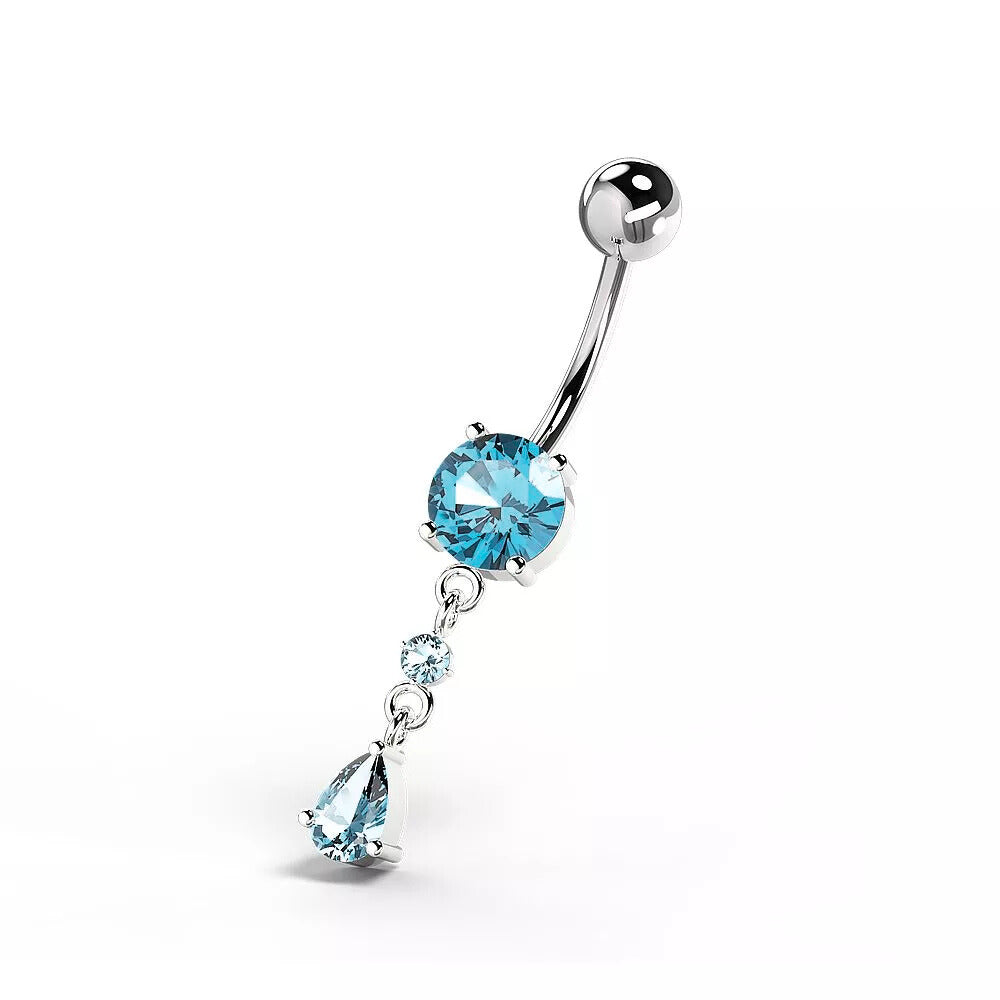 Gold-plated navel ring, Kinsley dangling flower navel ring