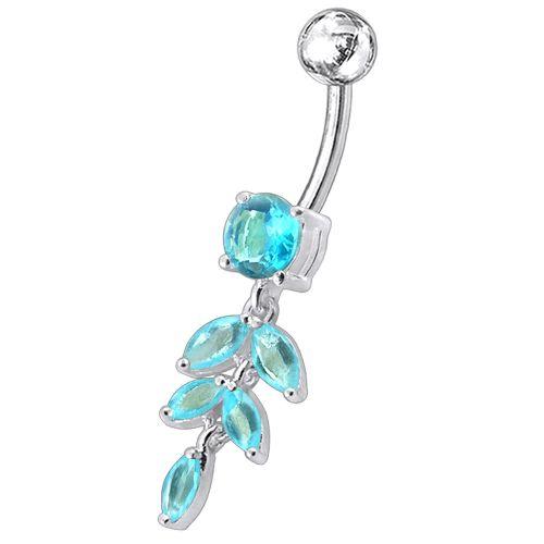 Titanium navel ring, Liliana turquoise dangling navel ring
