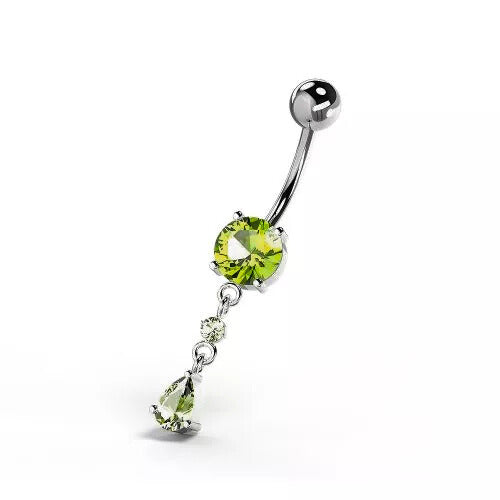 Gold-plated navel ring, Kinsley dangling flower navel ring