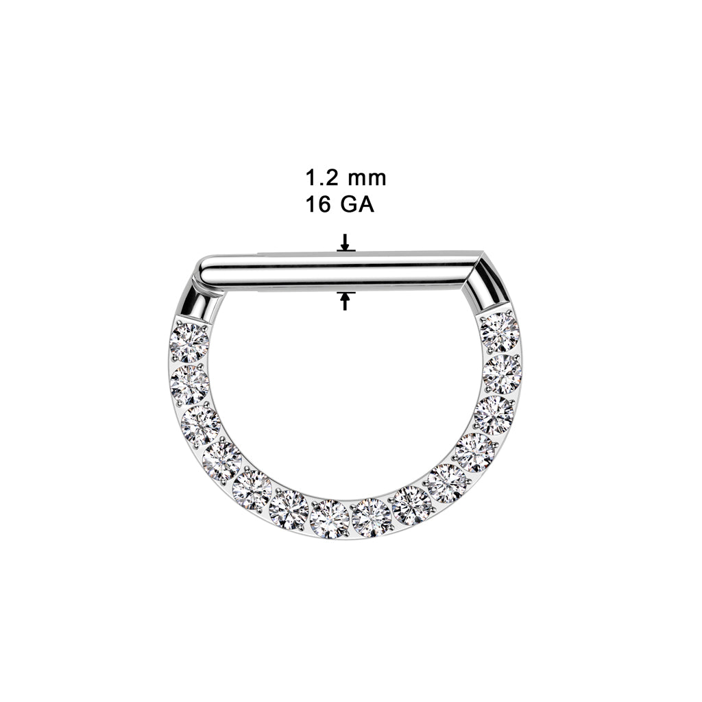 Piercing ring 1.2mm, Titanium Double Line CZ titanium clicker