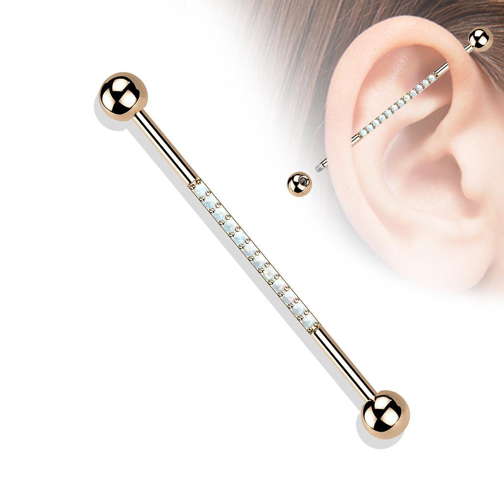Industrial, Internally Threaded Opal & Rosegold Titanium