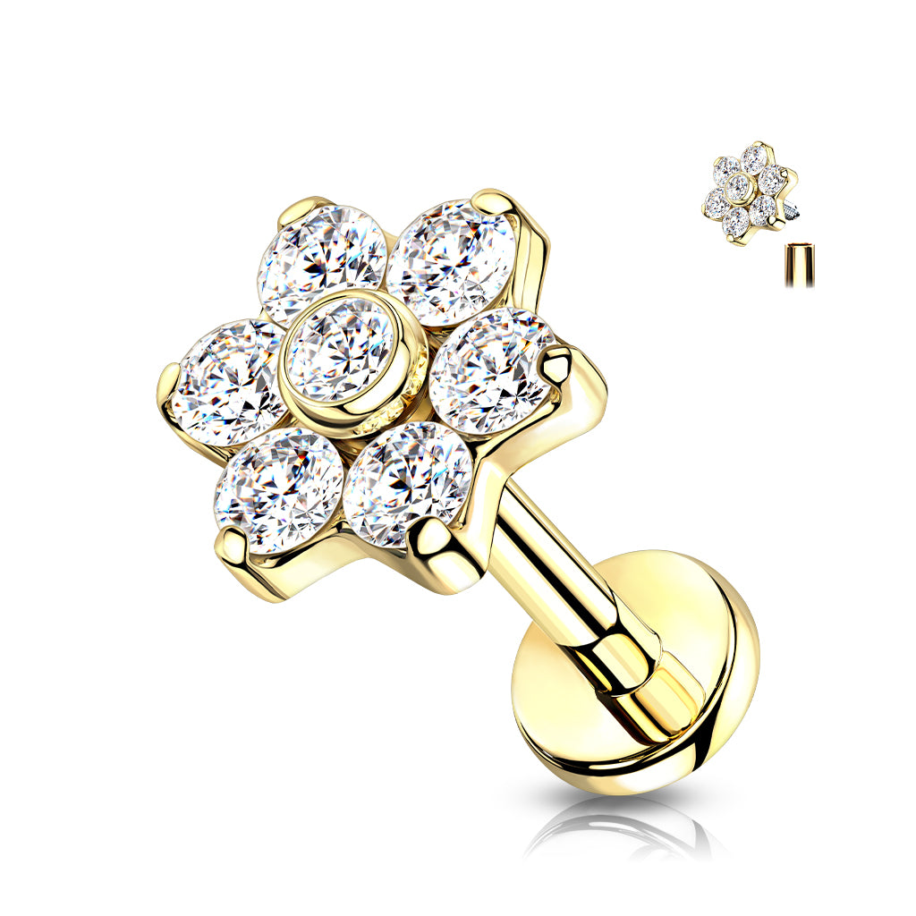 Titanium cartilage jewelry/tragus jewelry, Round Diamond Cut Top in Silver
