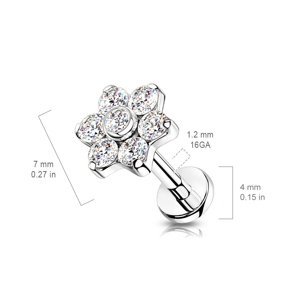 Titanium cartilage jewelry/tragus jewelry, Round Diamond Cut Top in Silver