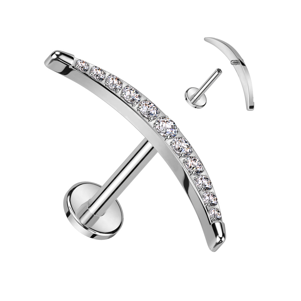 Titanium cartilage jewelry/tragus jewelry, Round Diamond Cut Top in Silver