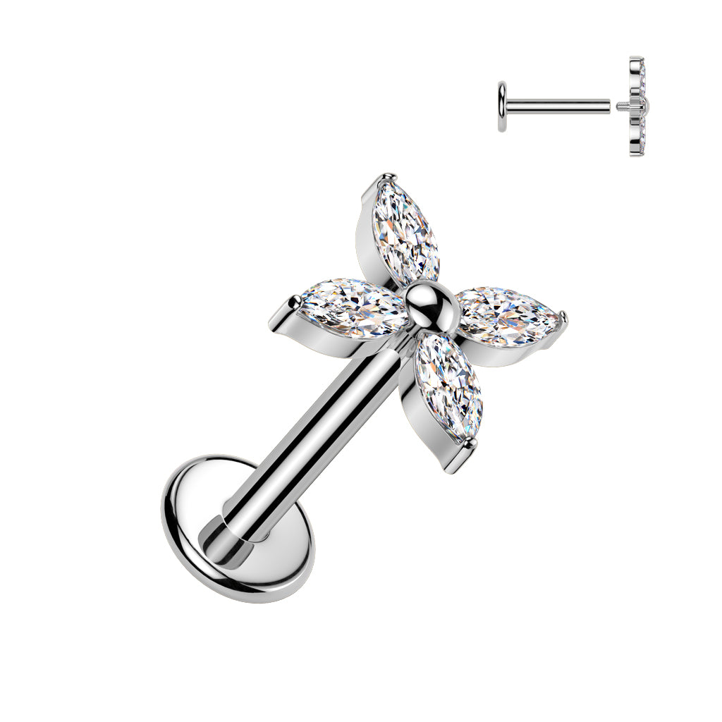 Titanium cartilage jewelry/tragus jewelry, Round Diamond Cut Top in Silver