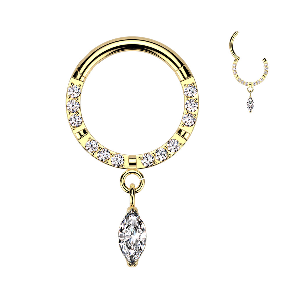 Piercing ring 1.2mm, Titanium Double Line CZ titanium clicker