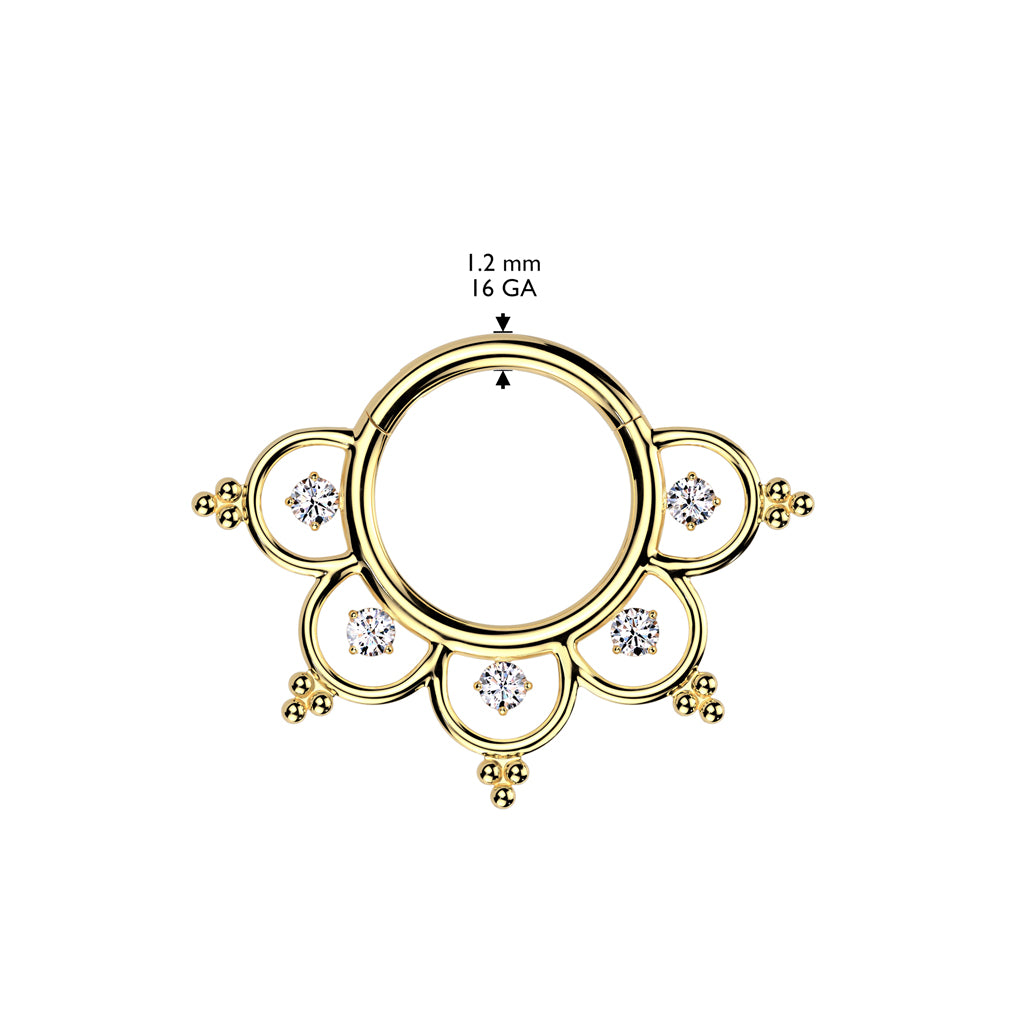 Piercing ring 1.2mm, Titanium Double Line CZ titanium clicker