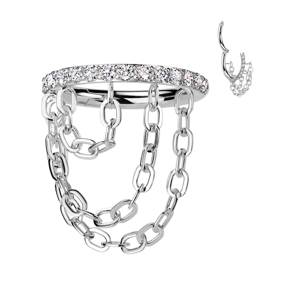 Lävistysrengas 1,2mm, Titanium Triple Chain -titaaninen clicker