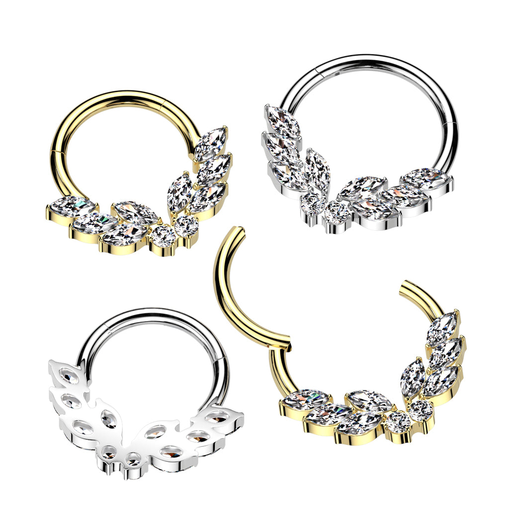 Piercing ring 1.2mm, Titanium Double Line CZ titanium clicker