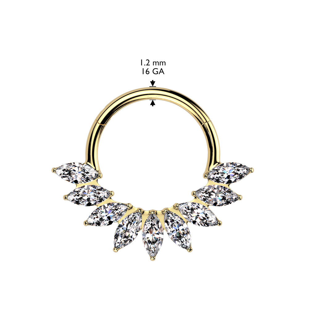 Piercing ring 1.2mm, Titanium Double Line CZ titanium clicker