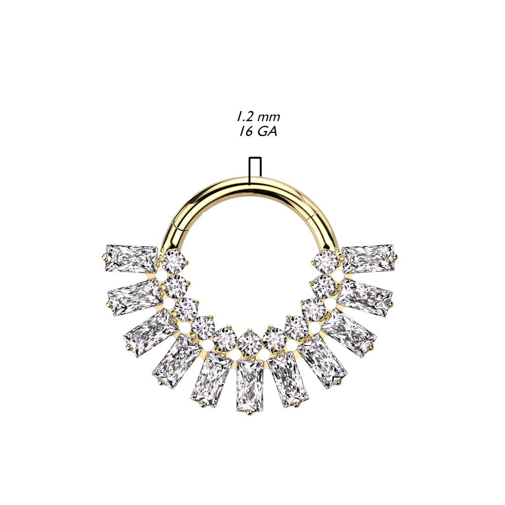 Piercing ring 1.2mm, Titanium Double Line CZ titanium clicker