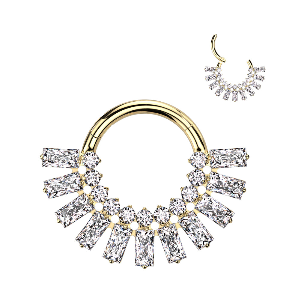 Piercing ring 1.2mm, Titanium Double Line CZ titanium clicker