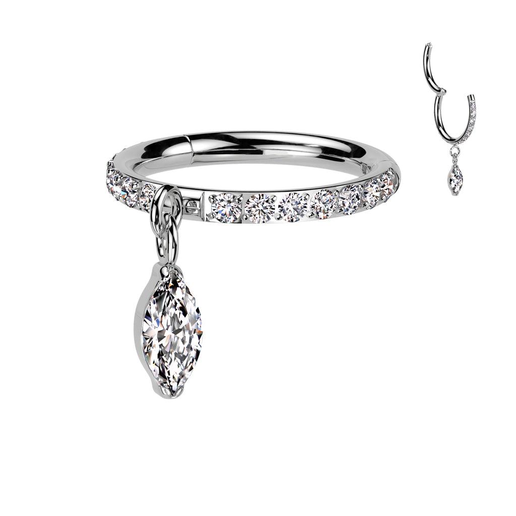 Lävistysrengas 1,2mm, Titanium Marquise Dangle-titaaninen clicker