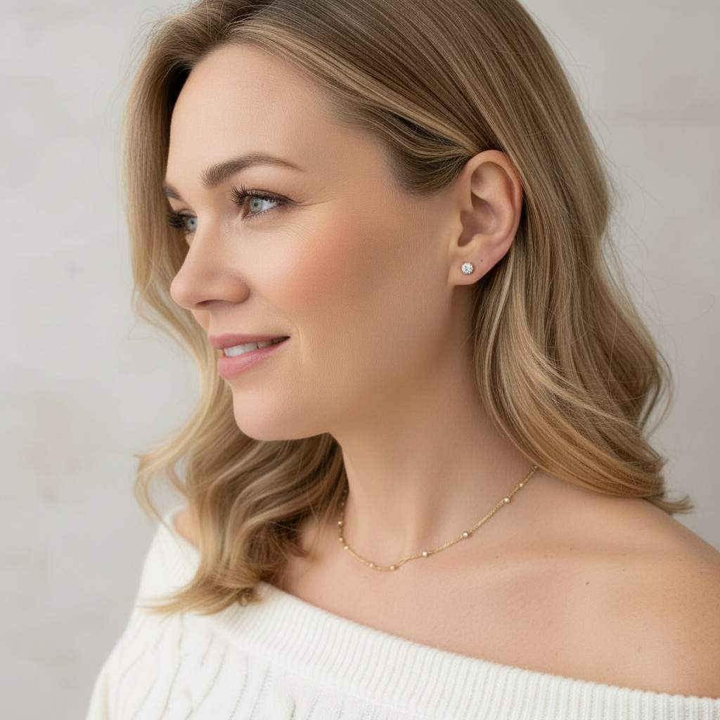 Pure Glow Moissanite flat back -nappikorvakorut 24K-kultasävyisessä titaanissa, 5 mm moissaniitti