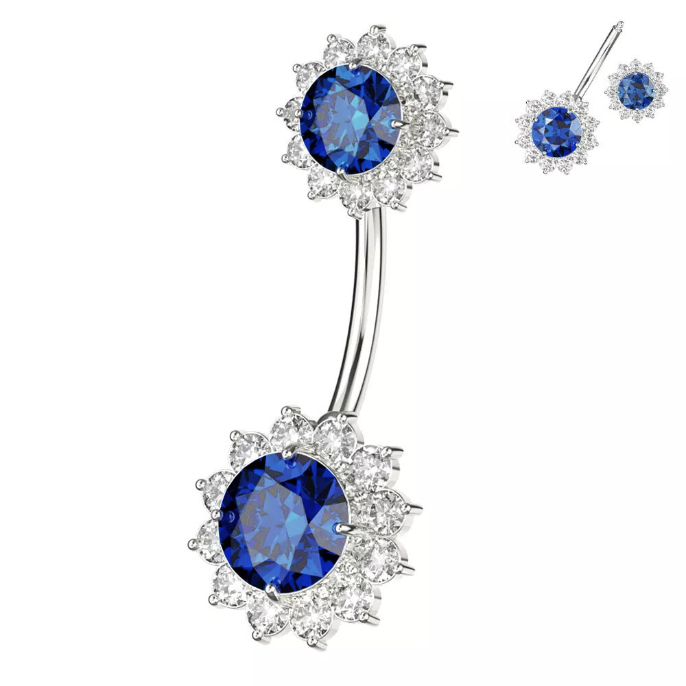 Roselie-titaaninapakoru tummansinisellä zirkonialla ja kirkkailla kivillä