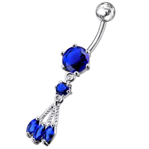 Titanium navel ring, Juniper -dark blue dangling navel ring