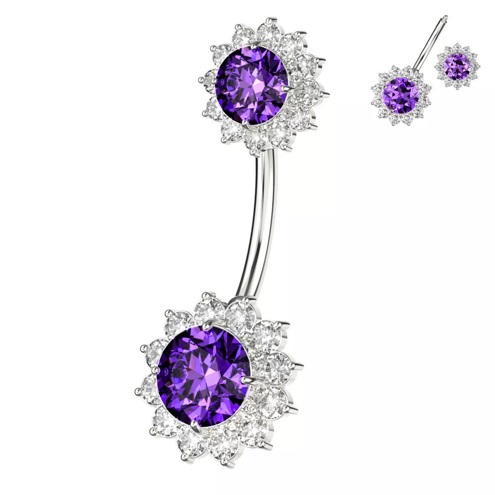 Roselie-titaaninapakoru violetilla zirkonialla ja kirkkailla kivillä