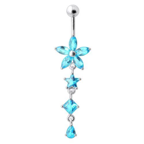 Titanium belly button ring, Jordyn turquoise dangling belly button ring