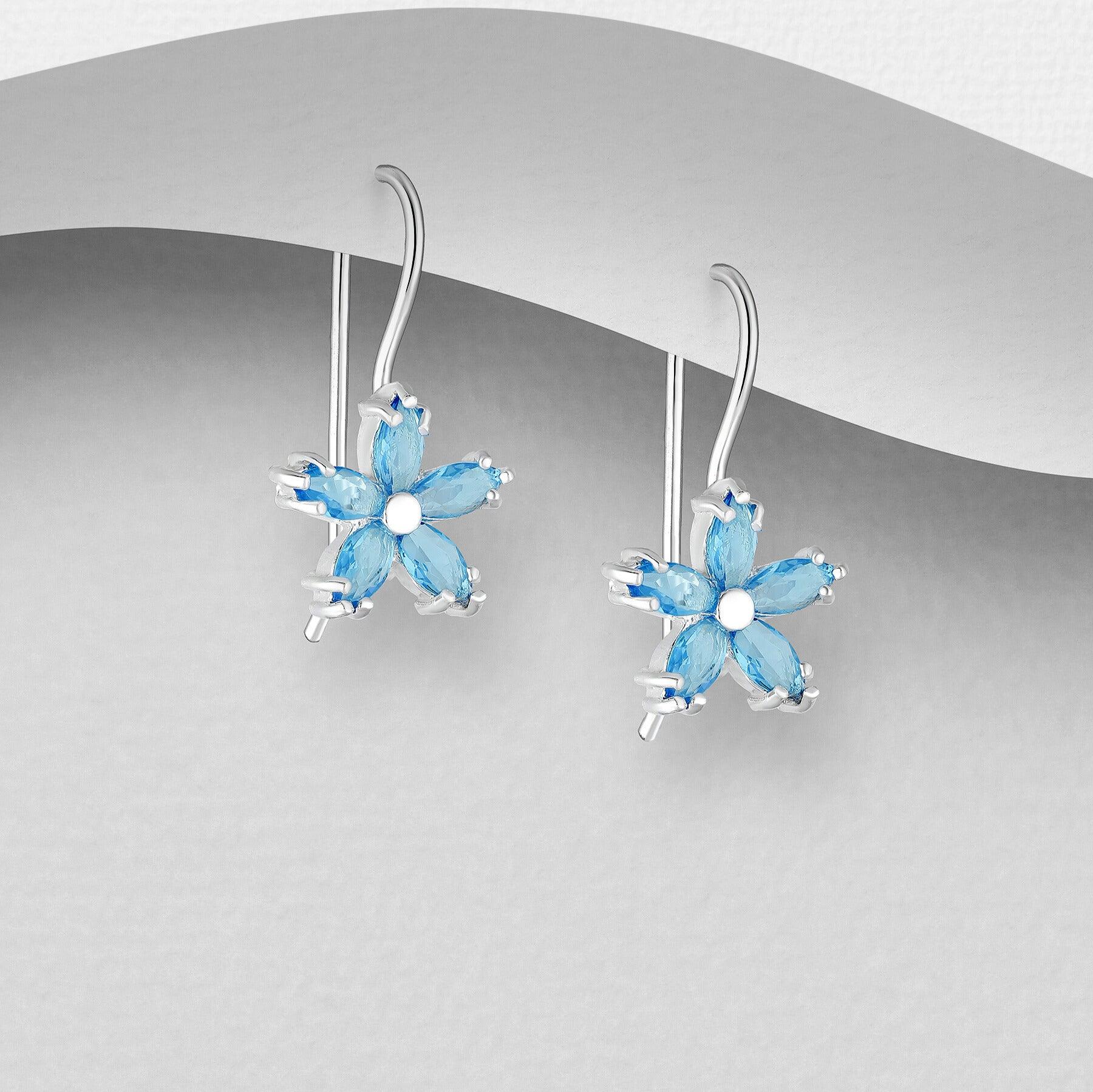 PREMIUM COLLECTION | Flora -turkoosit hopeakorvakorut kukkakoristein