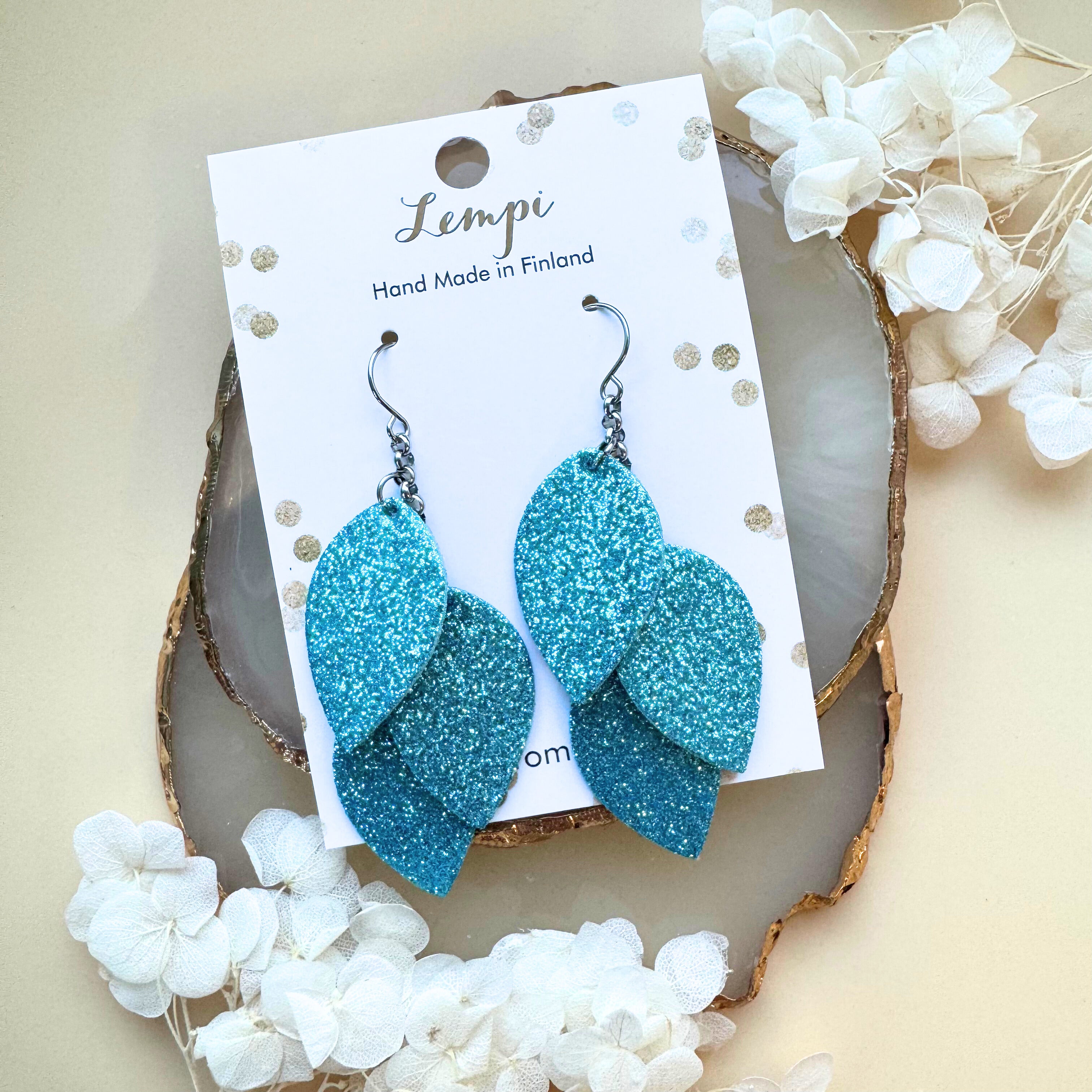 LEMPI®-korvakorut, Pikku Vilja (turkoosi glitter)