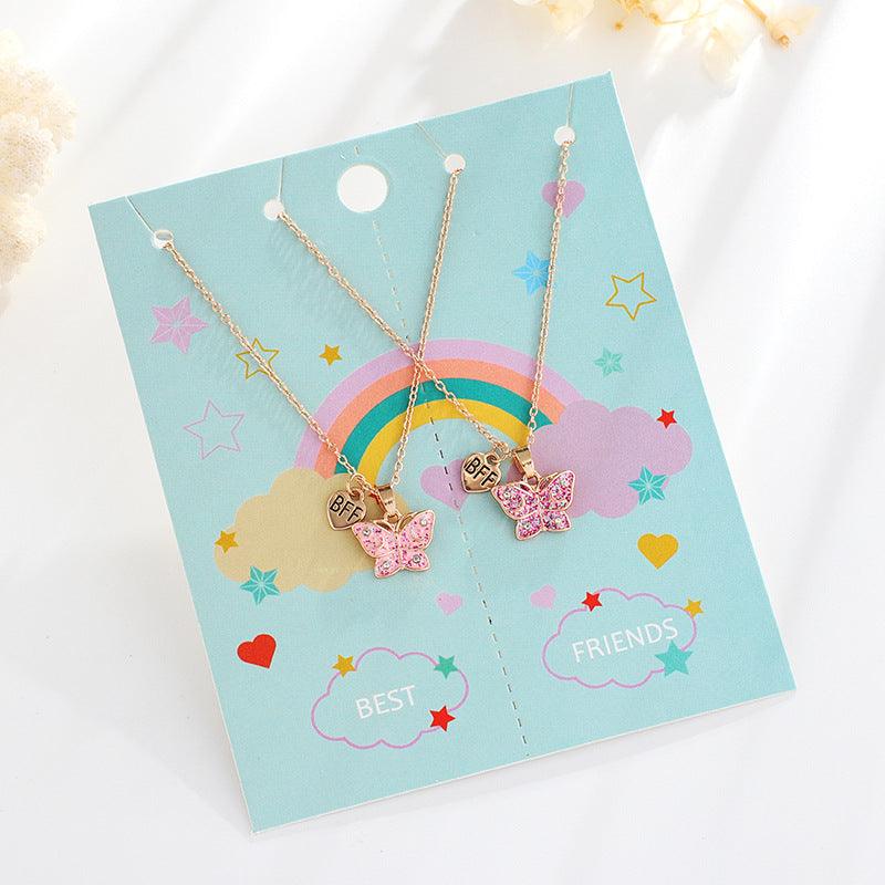 Best Friends jewelry, Butterfly - pink friend jewelry with butterflies