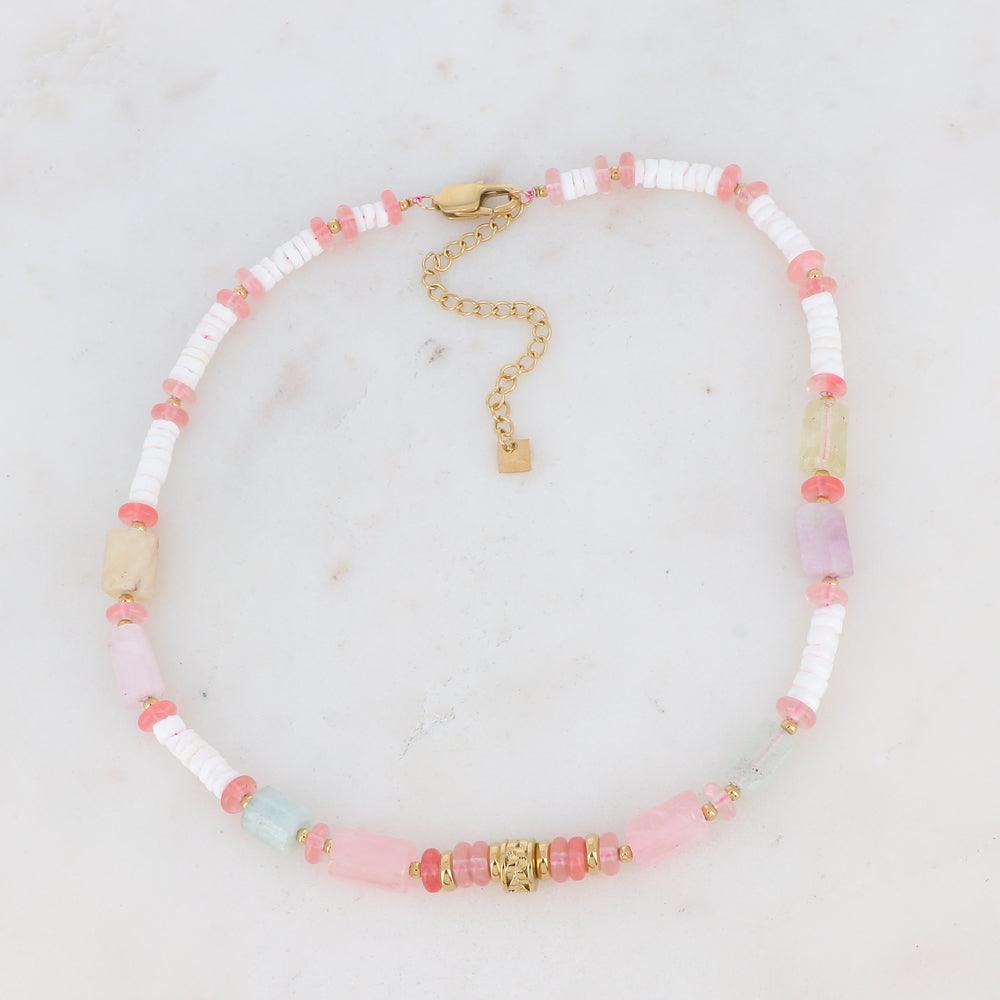 BOHM PARIS | Collier Cylindre - pink stone necklace