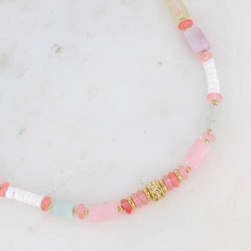 BOHM PARIS | Collier Cylindre - pink stone necklace